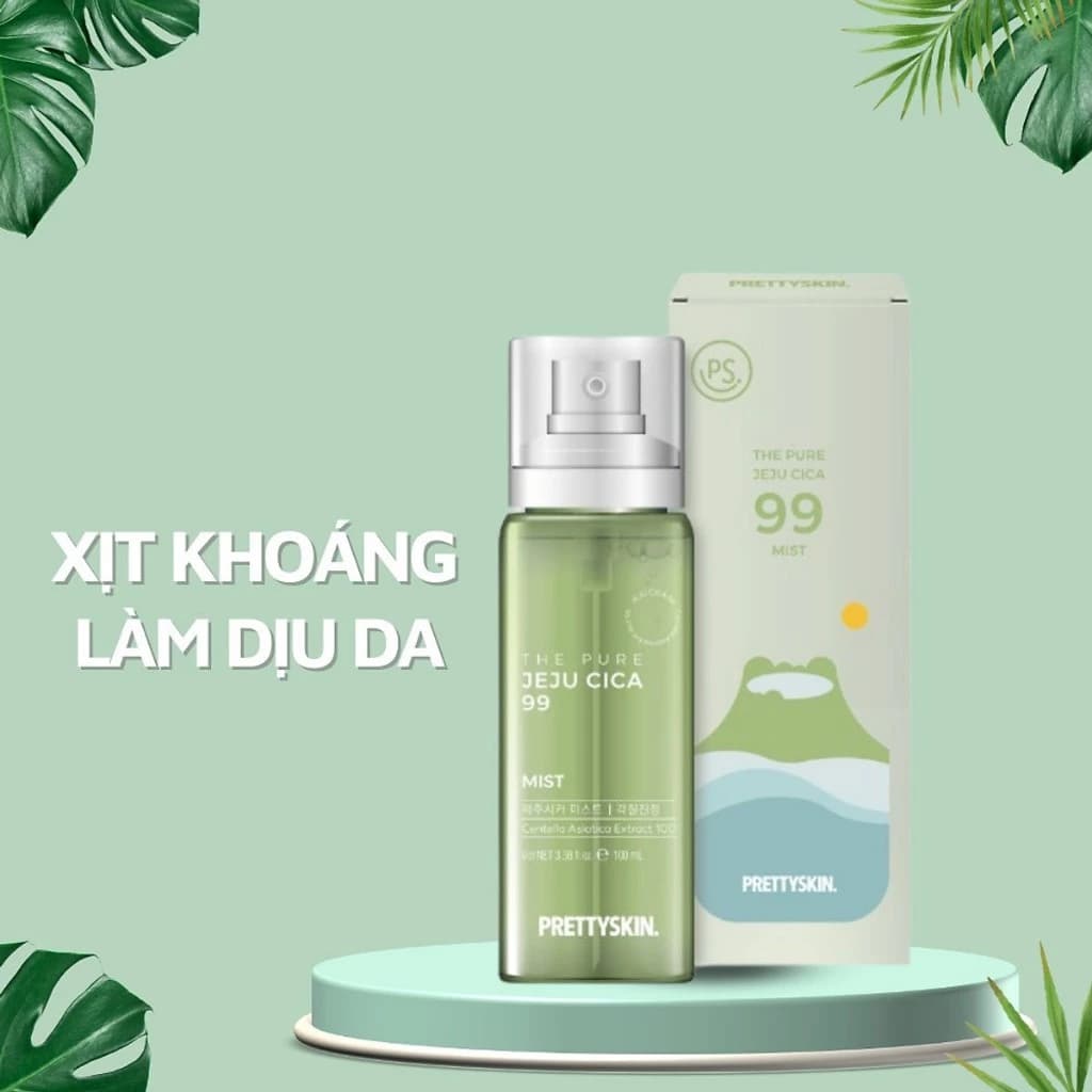 Xịt khoáng rau má Pretty Skin The Pure Jeju Cica 99 mist (100ml)