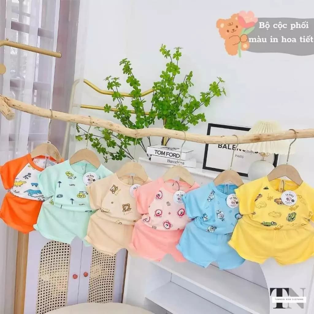 Bộ cộc tay bé trai, bộ cộc tay bé gái - Bộ cộc thun lạnh cho bé trai bé gái 7-15kg
