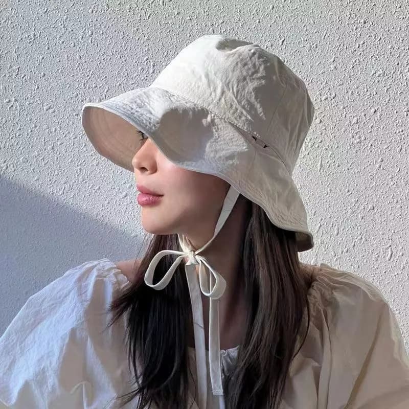 Mũ vành rộng mũ đi biển cột dây che nắng phong cách Nhật Hàn cao cấp Thời trang mới