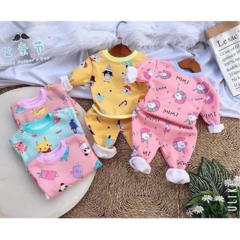 (Xả) Bộ nỉ bông sơ sinh hàng cao cấp siêu ấm cho bé 3-13kg