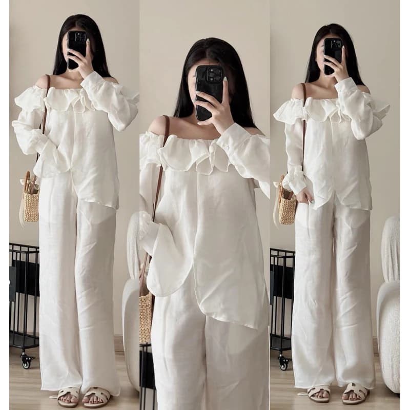 SET ÁO BÈO TRỄ VAI TAY DÀI PHỒNG + Q. SUÔNG