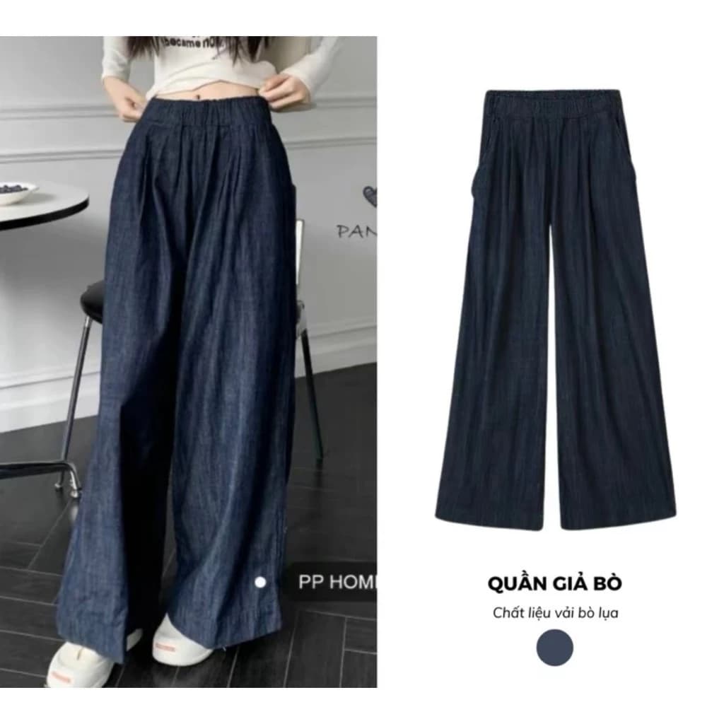 Quần jean giấy ống suông rộng dáng đứng phom rộng BUN222