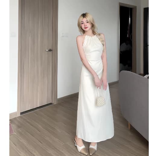 Váy khoét lưng Mina dress dáng dài tiểu thư xixeoshop