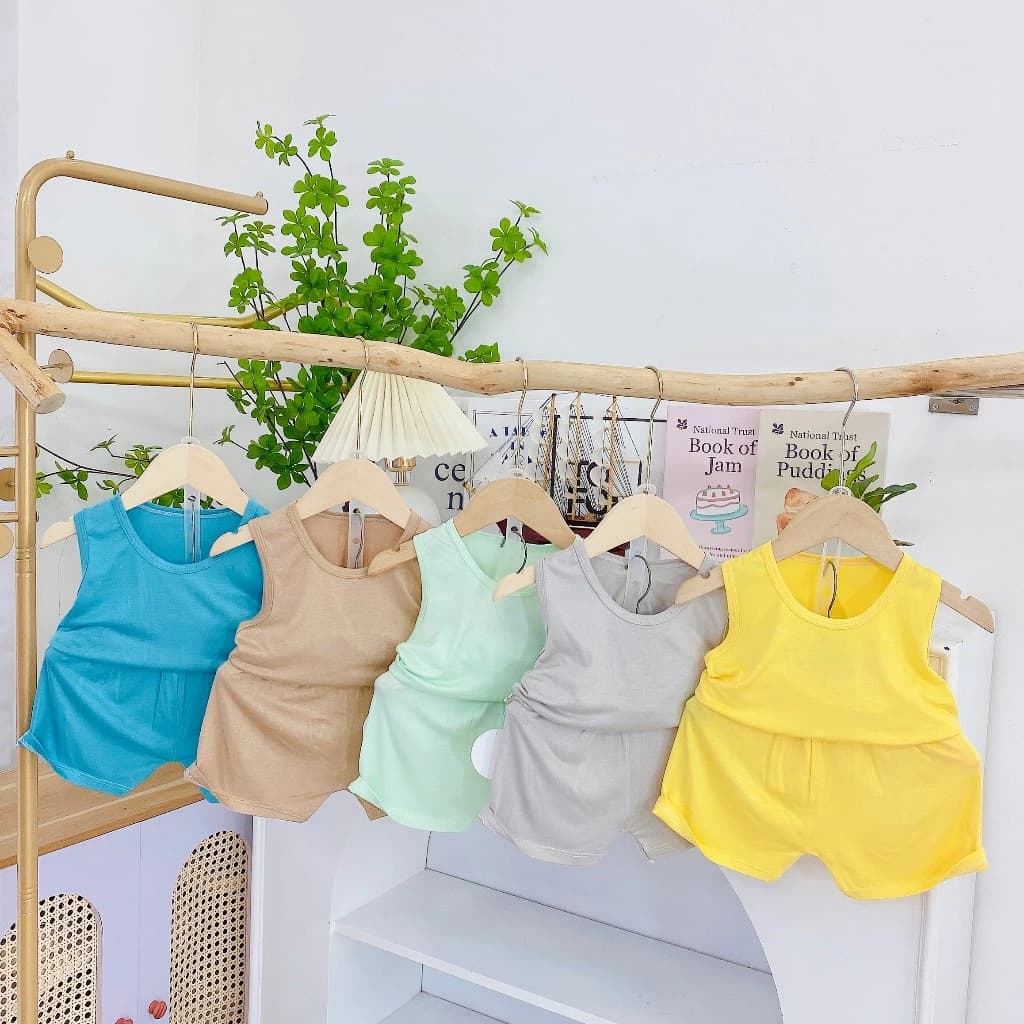 [A205 Mềm, Mát, Được Chọn Mầu] Bộ Ba Lỗ Trơn Không Họa Tiết Chất vải Thun Lạnh Mềm Mát