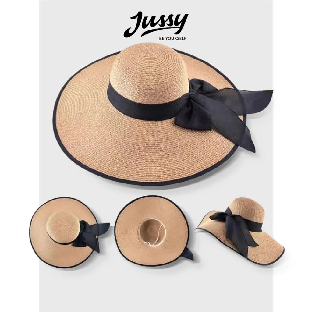Mũ Cói Vành Siêu Rộng 15cm Che Nắng Đi Biển Du Lịch JCT11 Jussy Official Nón Cói Rộng Vành Phong Cách Vintage Đóng Hộp