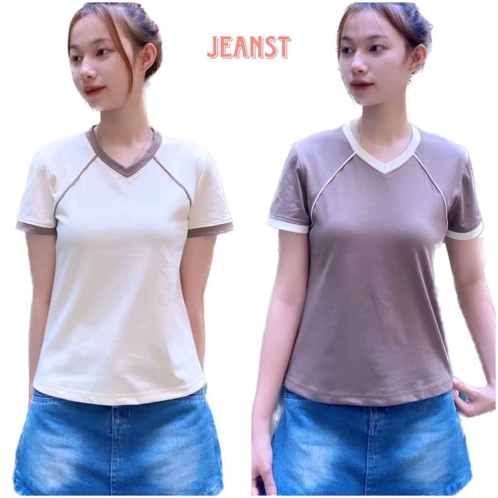Áo BabyTee Mã 002, Thiết Kế Cổ V Cùng 5 Tone Màu Bassic Trẻ Trung