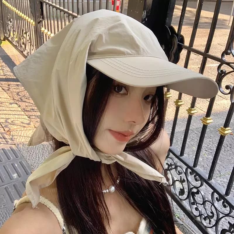 Mũ Tai Bèo Màu trơn siêu mỏng Mũ Đội chống nắng Vành Nhỏ Lưỡi Trai Mũ quai turban nhanh khô bảo vệ cổ Cho Nữ
