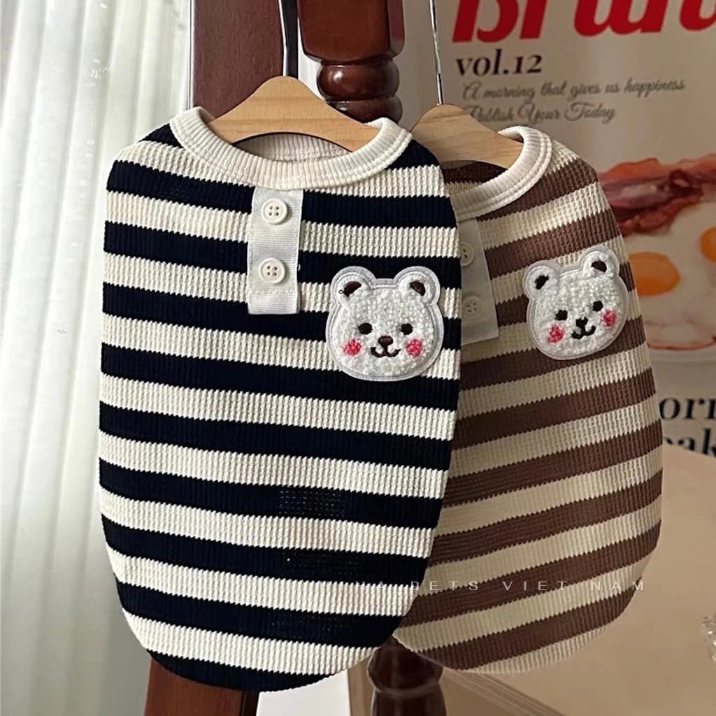 Áo Thun Ba Lỗ Sọc Gấu Cho Chó Mèo Thú Cưng Mát Quần Áo Thú Cưng Thiết Kế Cao Cấp Mùa Hè Hiha Pets.