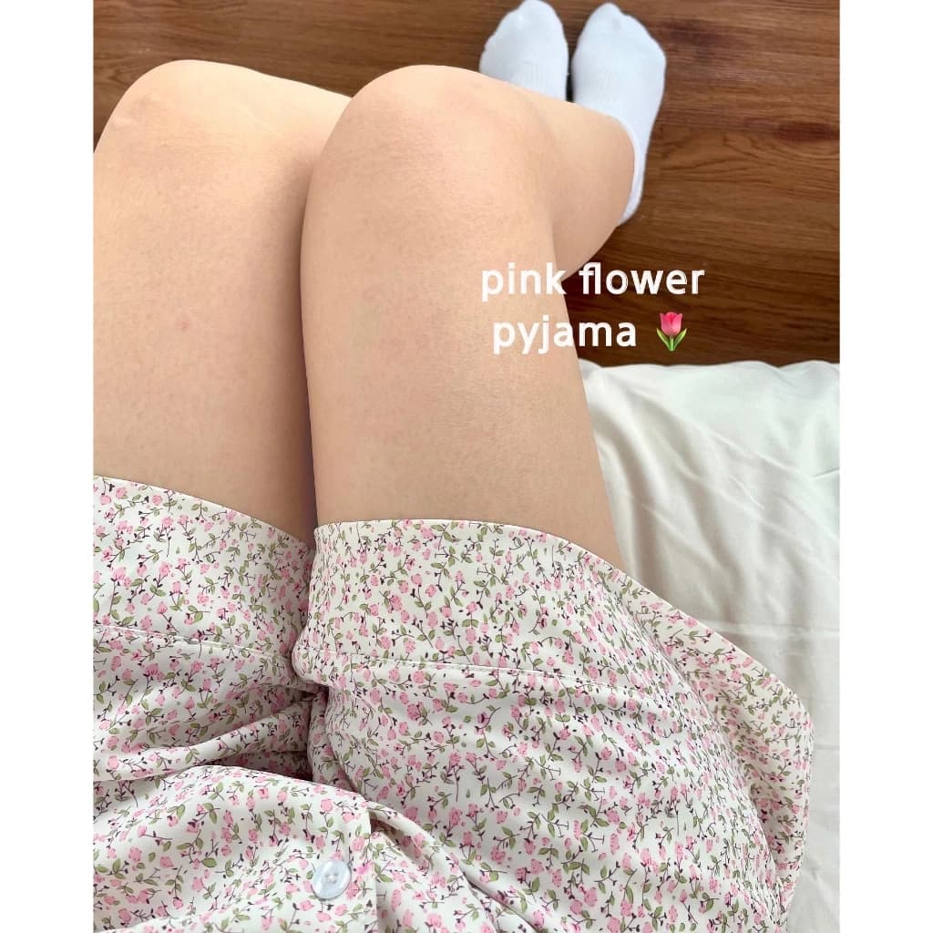 Quần hoa nhí mặc ở nhà pyjama form rộng, phong cách Hàn Quốc - Hoa Hồng - [Pink Sleep Pants]