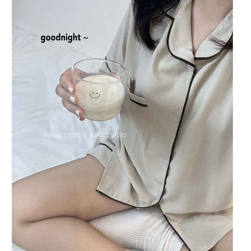 Đồ Ngủ Màu Be đơn giản, Đồ Bộ Pijama Mặc Mặc Ở Nhà Chất Đũi Lạnh - giặt máy không nhăn - BEIGE PYJAMA