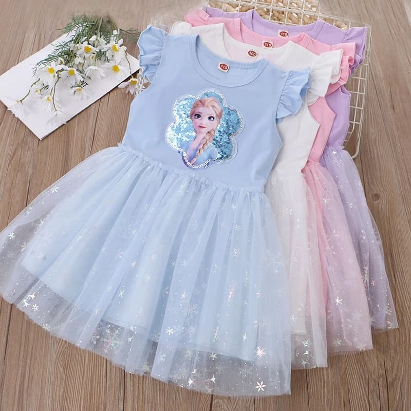 Váy, Đầm Thun Công Chúa ELSA Thời Trang mùa Hè cho bé Gái