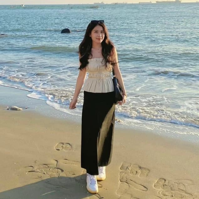 Set đồ đi biển áo ống trễ vai phối chân váy dài, set đồ nữ đi chơi, đi biển phong cách trẻ trung năng động cho nàng