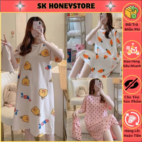 Váy ngủ mặc nhà họa tiết xinh xắn dễ thương HT02 🩵🩵