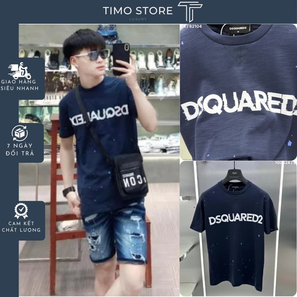 Áo Phông DSQ họa tiết in lưới phối màu cực đỉnh bản mới-áo thun unisex nam nữ new 2024