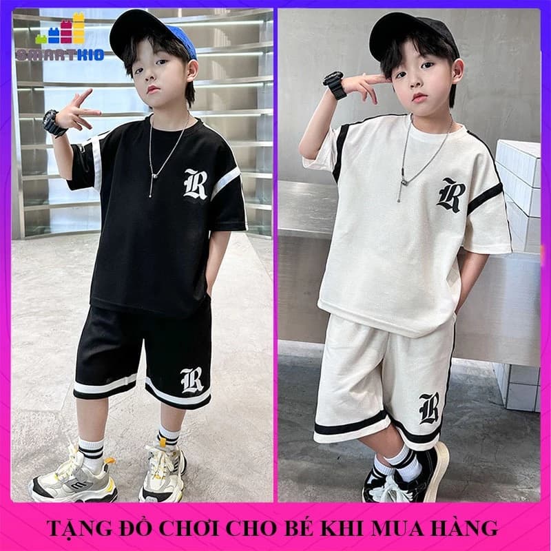 Bộ quần áo trẻ em ngắn tay, set đồ cộc tay mùa hè cho bé trai size đại mẫu IR từ 18-50kg chất liệu thoáng mát