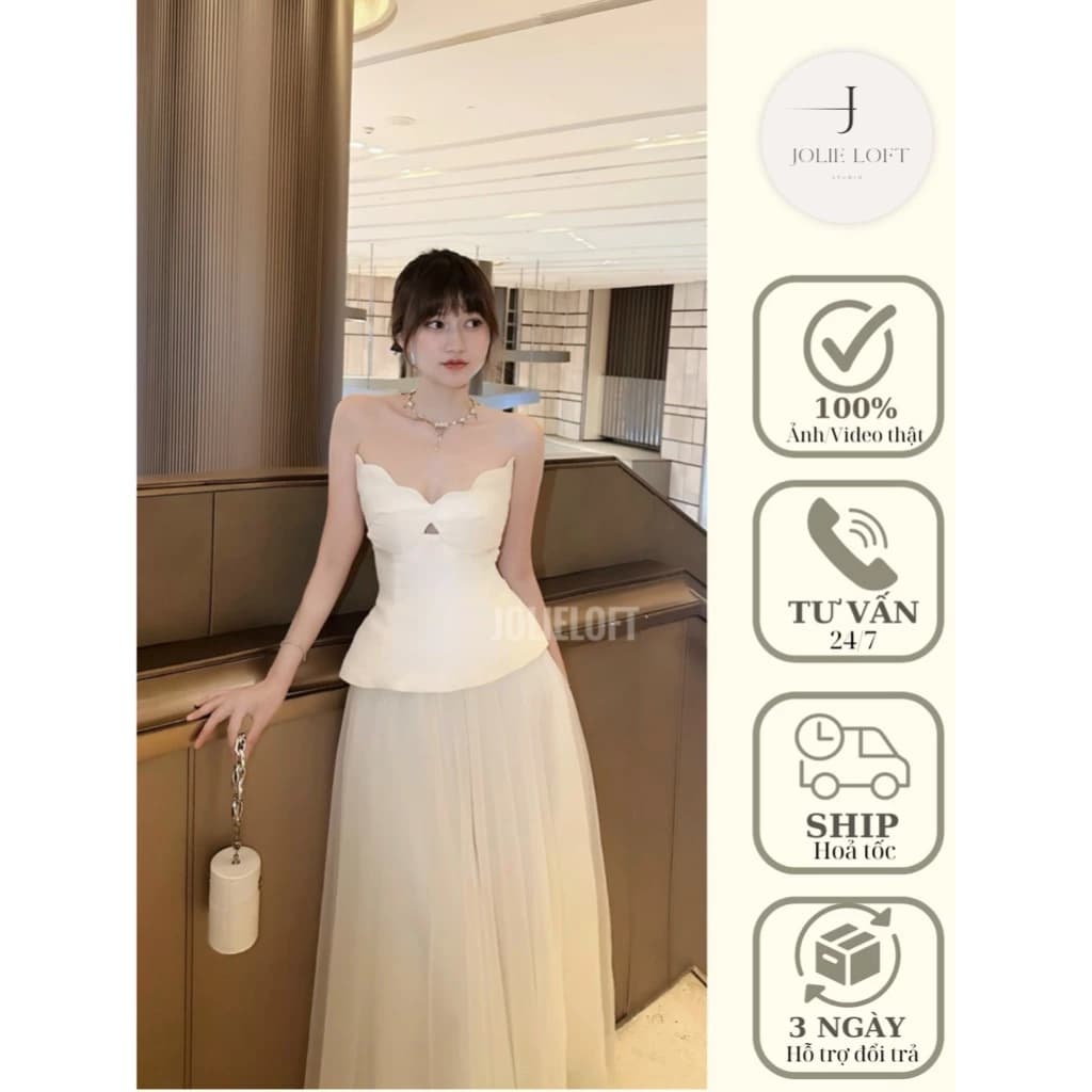 Set nữ dự tiệc tiểu thư Aroma trắng thiết kế JOLIE LOFT, đầm dáng dài sang trọng đi chơi