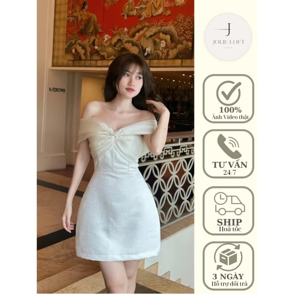 Váy nữ dự tiệc ren thiết kế Lyn Dress JOLIE LOFT, đầm dáng ngắn sang trọng đi chơi