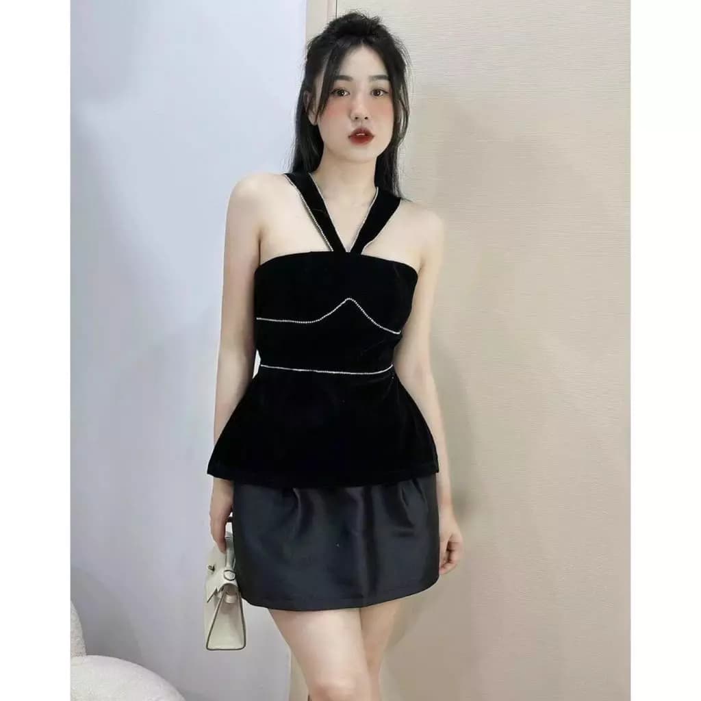 🌽 SET NHUNG HOT - Set áo nhung viền đá + cv đen 🔥𝐇𝐨𝐚̉ 𝐓𝐨̂́𝐜🔥 𝐌𝐄𝐎𝐈𝐍𝐃𝐀𝐇𝐎𝐔𝐒𝐄 (VUI LÒNG IB MÈO ĐỂ ĐƯỢC TƯ VẤN KÍCH CỠ Ạ)