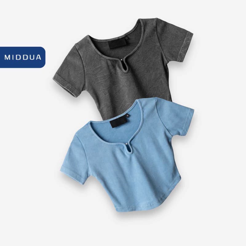 MIDDUA - CR2402 Crop vạt bầu cut kiểu, wash bụi