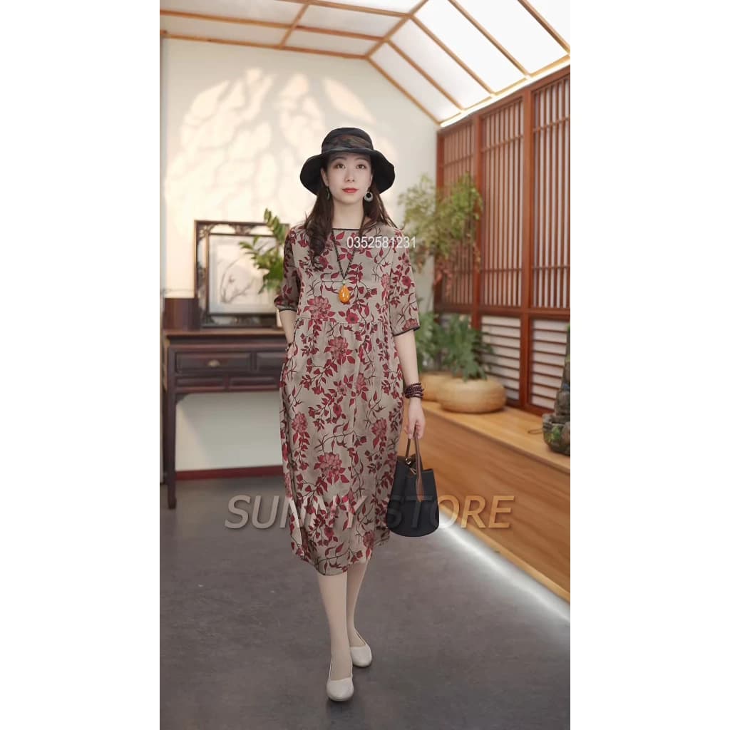 Top ️ Váy lụa trung niên Nữ V06 Women