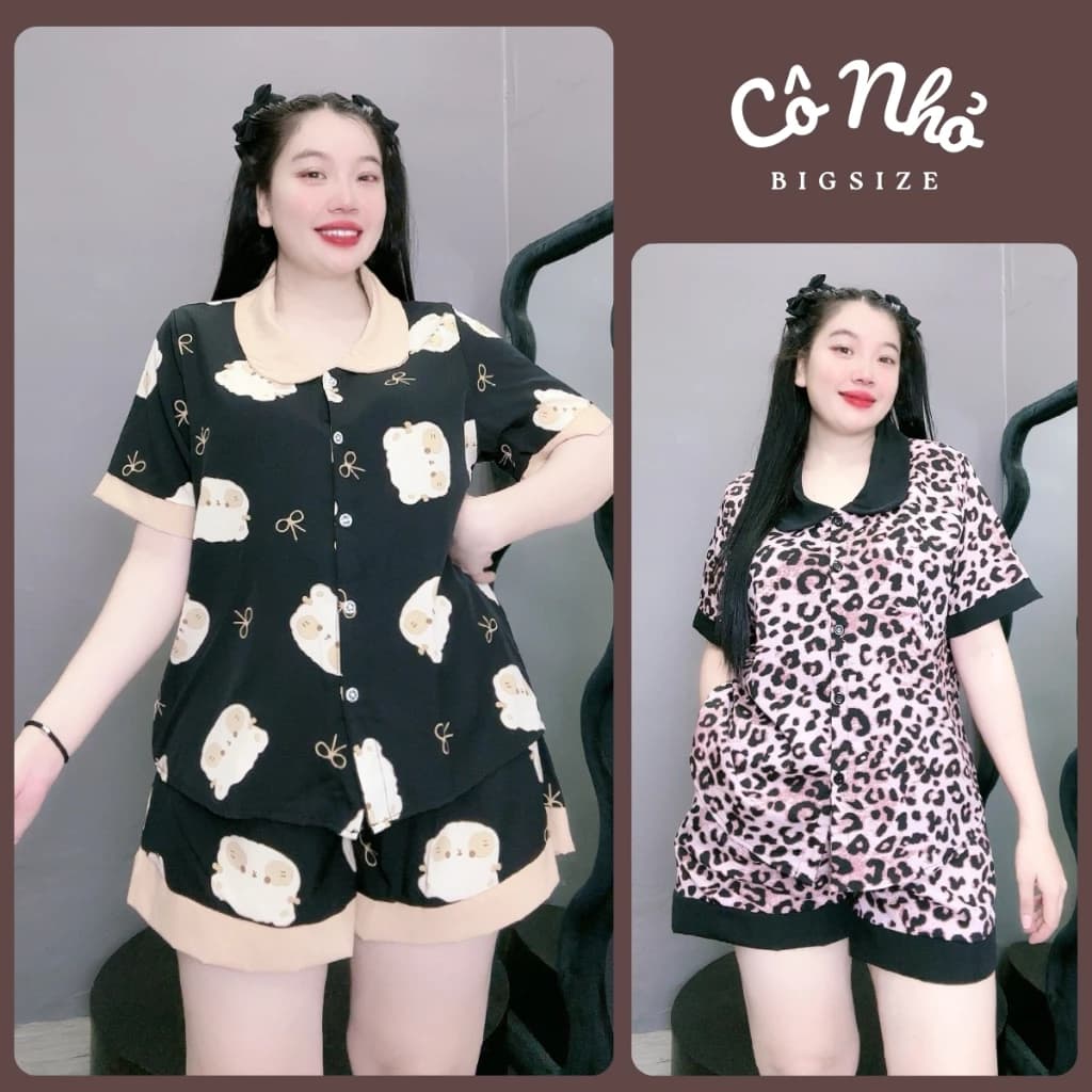 Bộ Pijama Bigsize Mặc Ở Nhà Họa Tiết Thú Dễ Thương Vải Lụa Thoàng Mát Mềm Mịn SET49