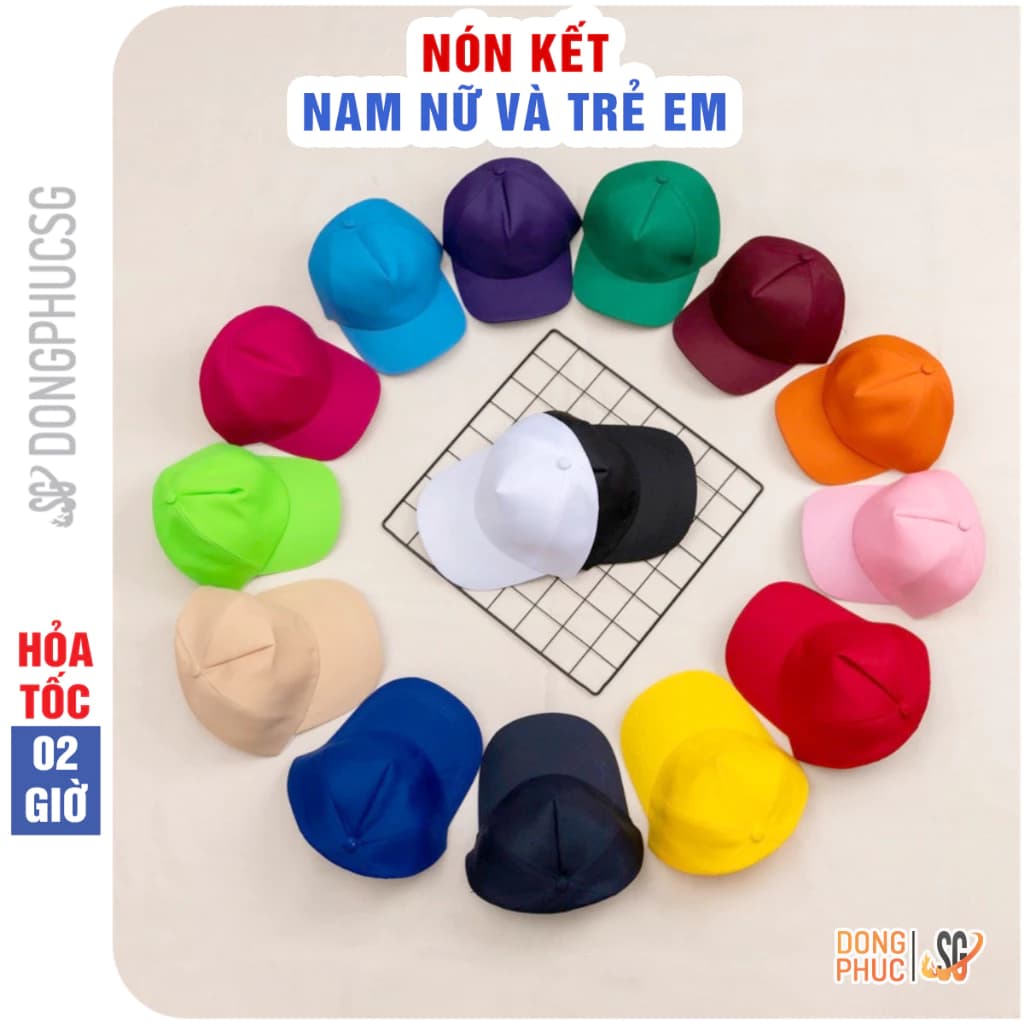 Nón kết (mũ lưỡi trai) basic trơn nhiều màu cho nam nữ trẻ em thời trang gia đình du lịch NK