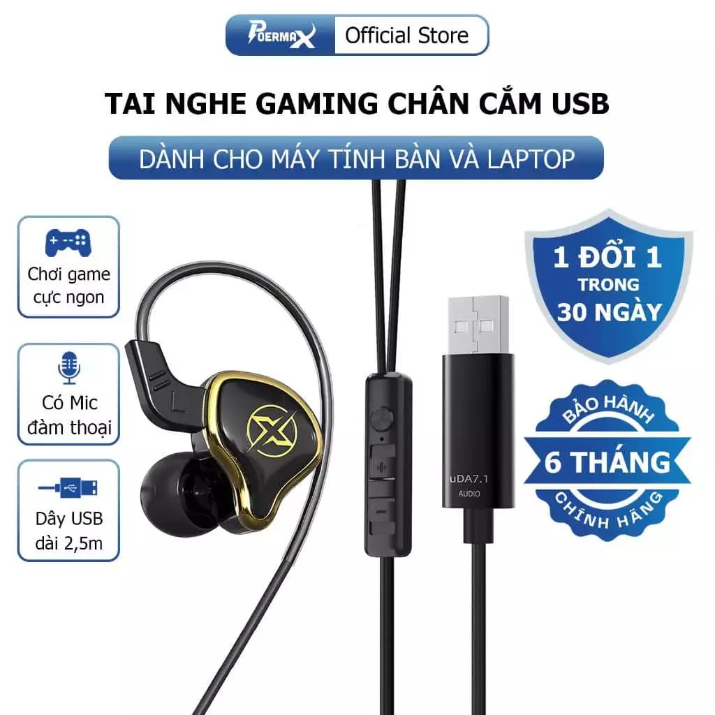 Tai nghe gaming pc UT01 dành riêng cho máy tính bàn và laptop, dây dài 2,5m, mic rõ nét