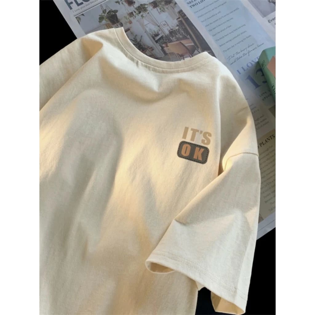 áo phông thun nữ nam 3158 unisex tay lỡ chất liệu cotton khô form rộng dấu quần KONOVA in chữ IT OK