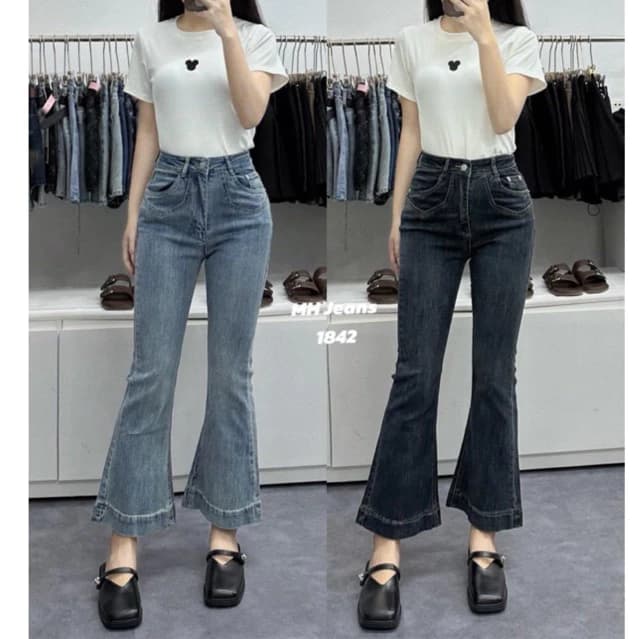 🌷Quần jeans loe lỡ 9tấc Túi Kiểu dành cho nấm xinh( dài 89cm)🌷KLii jeans sẵn sll