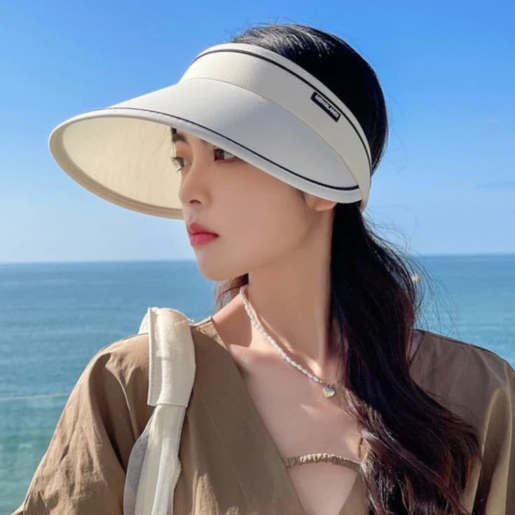 Mũ Chống Nắng Nửa Đầu Nữ Vành Rộng Chống Tia UV, Nón Vành Rộng Co Dãn Thanh Lịch Trẻ Trung