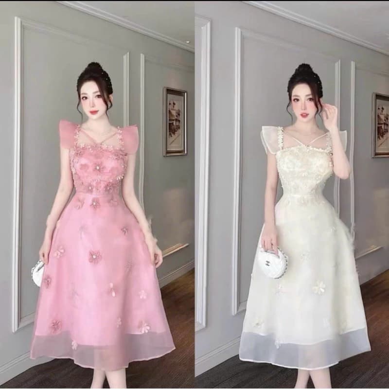 [Hàng Có Sẵn] V79 Đầm Tiệc Taffa Thiết Kế Sang Trọng Đính Hoa Đá Thủ Công Doll Diva