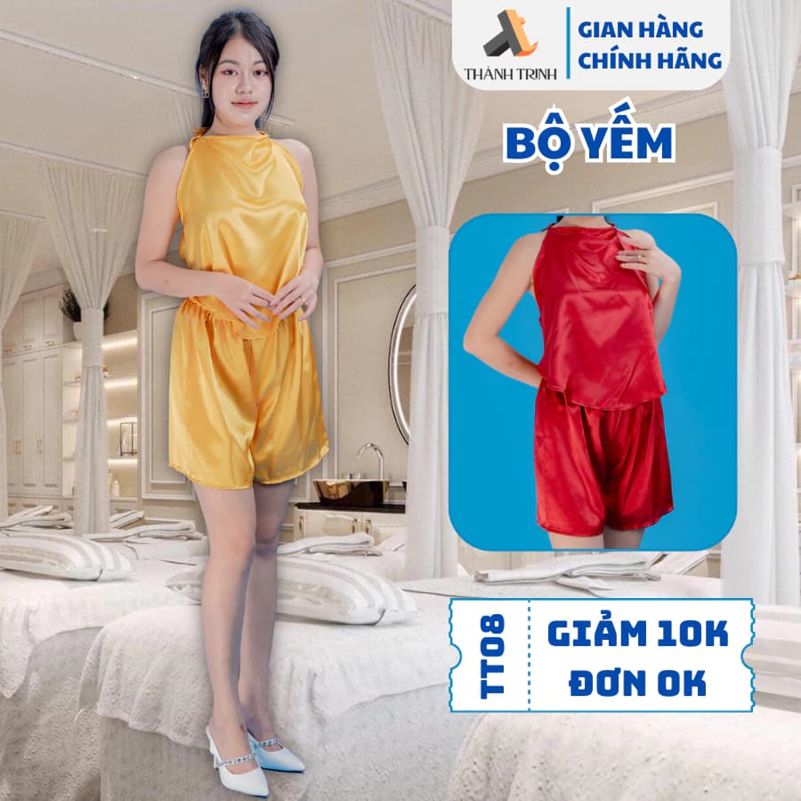 Áo yếm lụa, yếm spa thẩm mỹ viện, yếm massage, dưỡng sinh , lụa cao cấp mềm, mát, không nhăn xưởng may Thành Trinh TT05