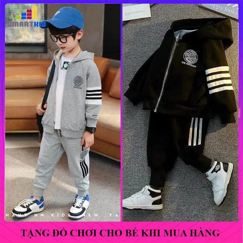 Bộ quần áo mùa thu đông cho bé trai size18-52kg mẫu Justxcro chất liệu nỉ. Bộ đồ dài tay bé trai, quần áo trẻ em