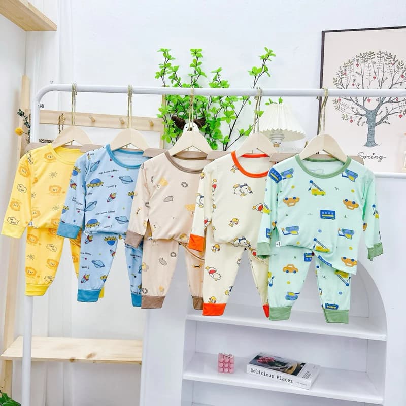 Bộ thun lạnh dài tay nhiều hình siêu xinh cho bé