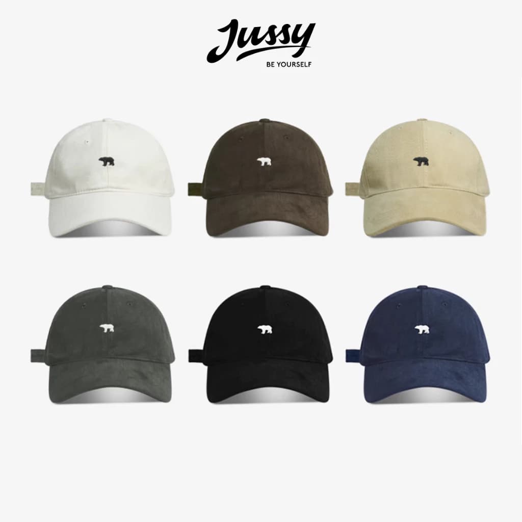 [Choice] Mũ lưỡi trai nam nữJussy Official thêu hình gấu bắc cực, nón lưỡi trai vải kaki form mềm cá tính M68