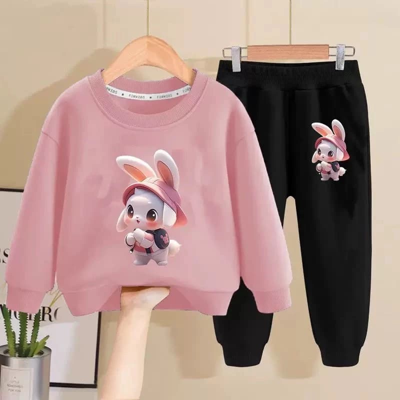 Bộ Nỉ Hoạt Hình Cổ Tròn Cho Bé Gái Bé Trai 9-44KG Mã XML002 ấm áp Có Thể Giặt Máy