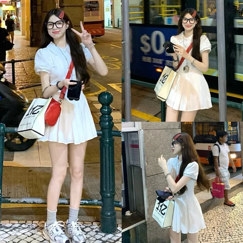 (ẢNH OLDSCHOOL) Set váy ren trắng kèm quần trong CLOUDY DRESS