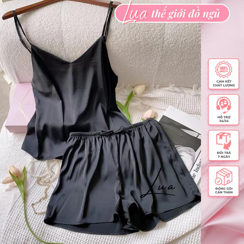 Bộ đồ ngủ 💥 HÀNG CAO CẤP 💥 Bộ đồ mặc ở nhà áo hai dây quần cộc lụa mềm mịn thoáng mát
