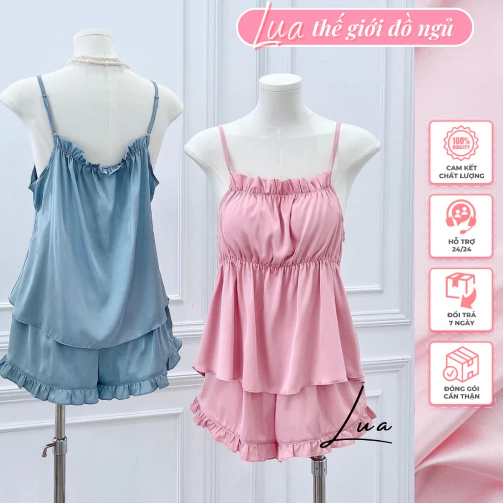 Bộ Ngủ 2 Dây 💥 HÀNG CAO CẤP 💥 Bộ Quần Áo Hai Dây Quần Đùi Chất Lụa Quảng Châu Thoáng Mát, Mềm Mịn Mặc Cực Mát