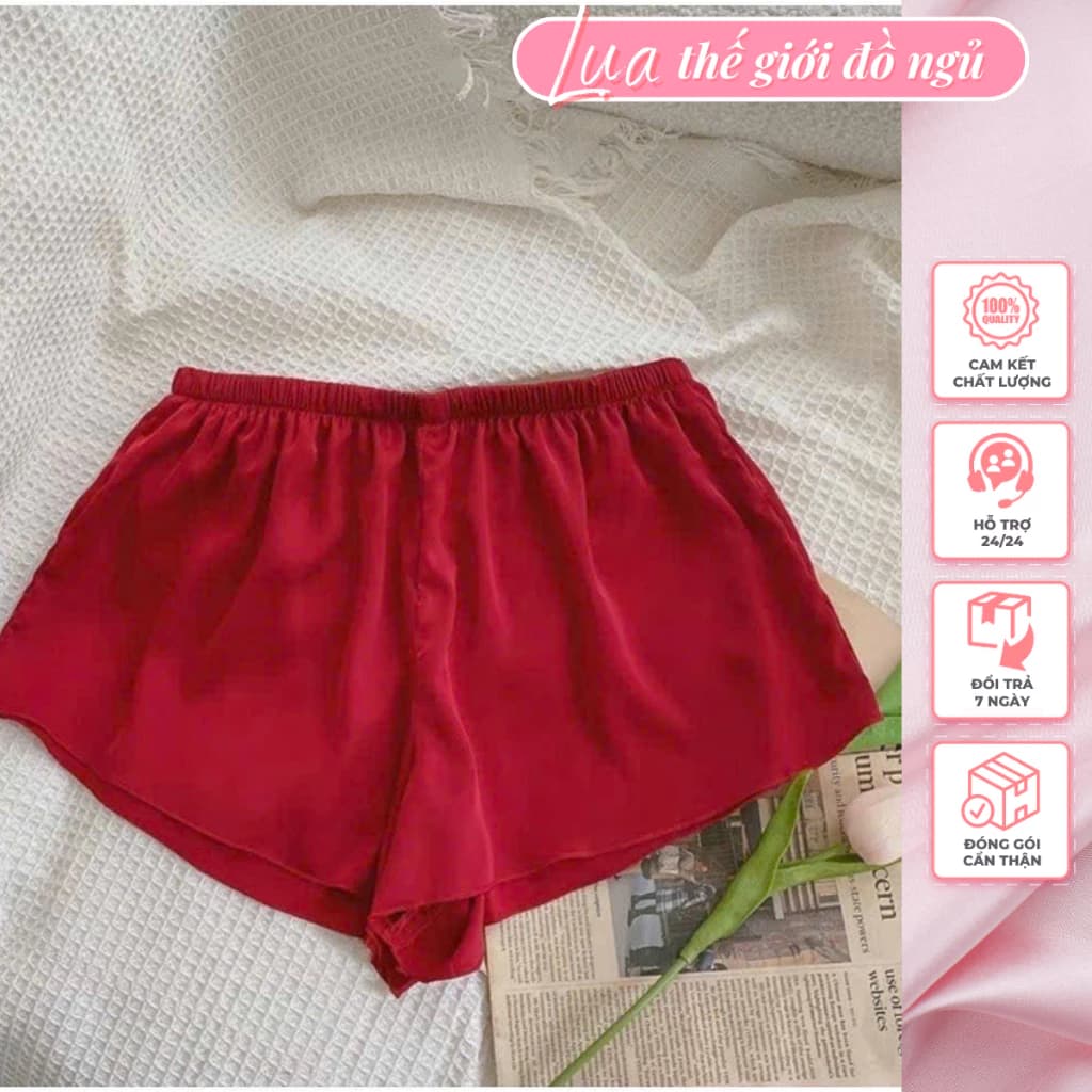 Quần Đùi Nữ 💥 HÀNG CAO CẤP 💥 Quần Cộc Chất Liệu Lụa Satin Mặc Đi Ngủ Ở Nhà Thoáng Mát
