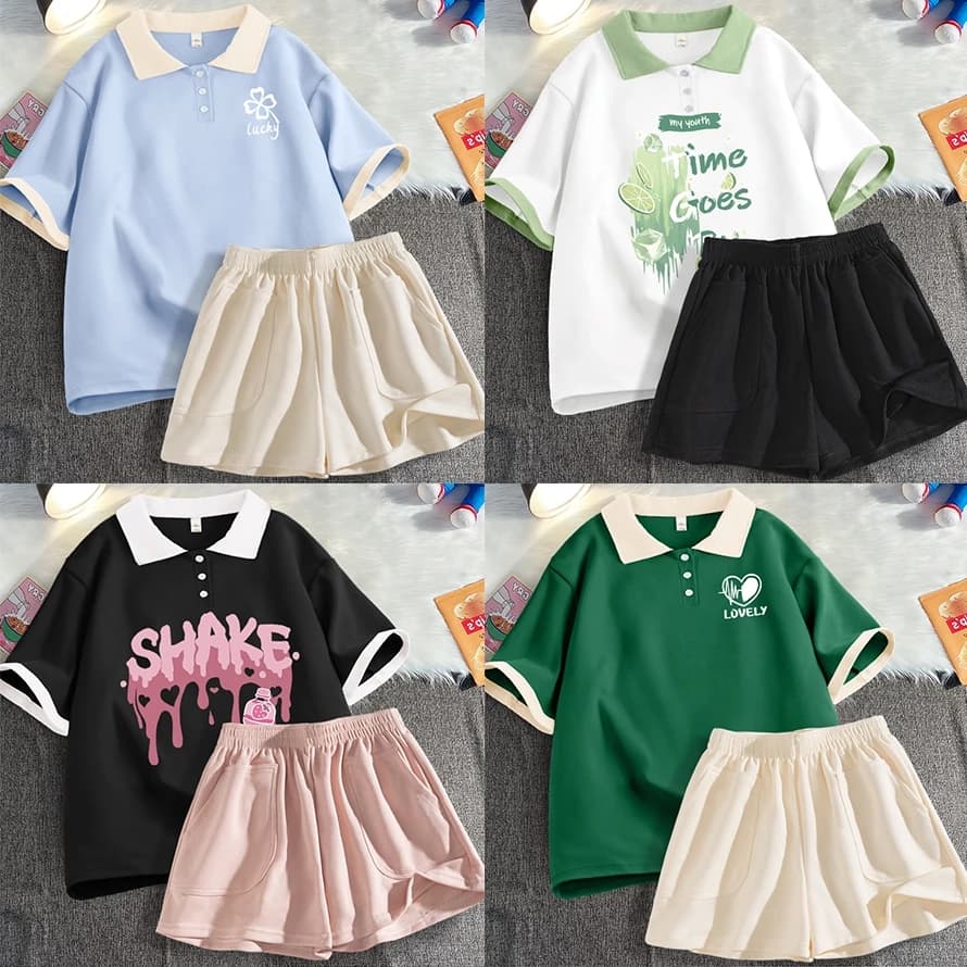 Bộ quần áo Polo cộc tay cho bé gái size đại từ 6 đến 65kg đồ bộ bé gái Set Polo Lucky
