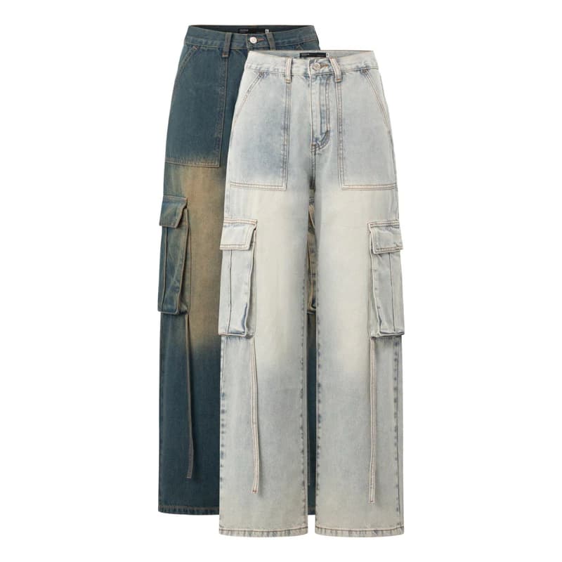 MIDDUA - JN191 Quần suông denim túi hộp kèm dây