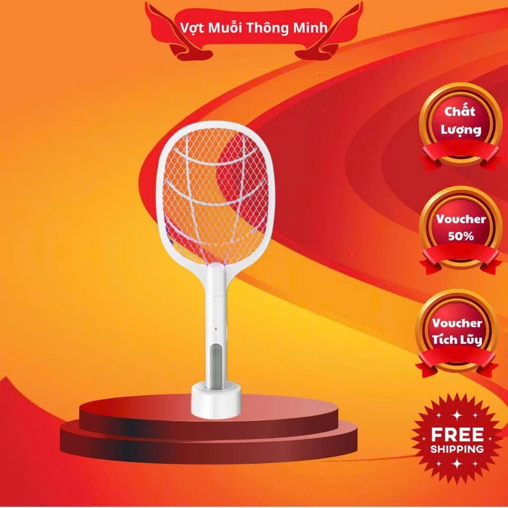 Vợt Muỗi Thông Minh Kiêm Đèn Bắt Muỗi Tự Động 2 Trong 1 Bảo Hành 12 Tháng - Vợt bắt muỗi đa năng tự động sạc usb New