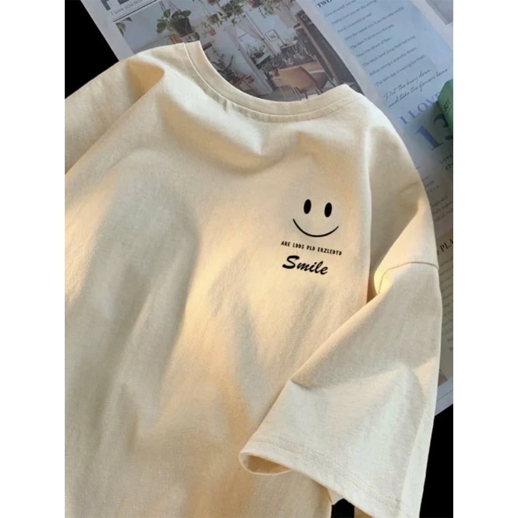 áo thun nữ 3158 COTTON Cao Cấp  dày dặn thấm hút mồ hôi form rộng in chữ SMILE