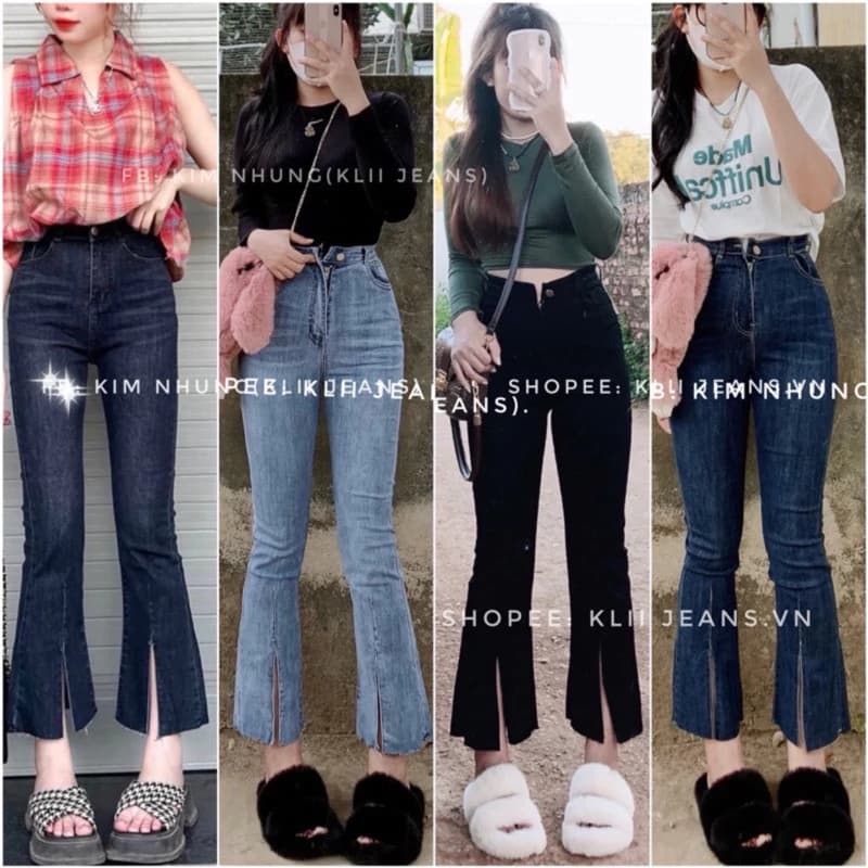 Quần jean ống Loe Xẻ nữ lỡ 92cm( dành cho các bạn m45-m62)  💥 Sẵn shop KLii Jeans