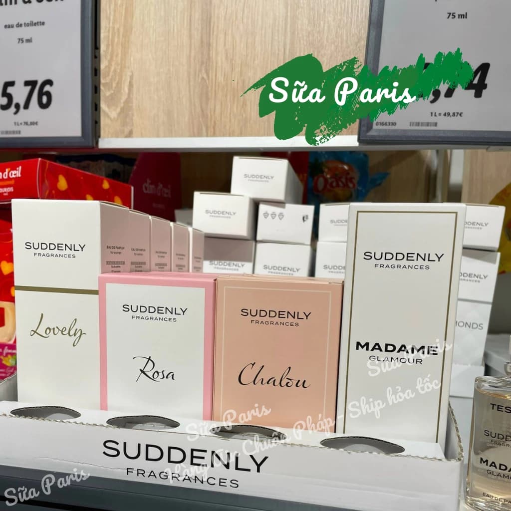 Nước hoa Suddenly các mùi, chai 75ml_Sữa Paris Aderma