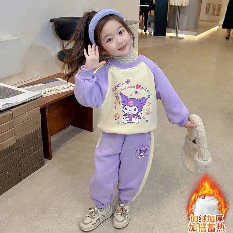Set bộ đồ, bộ quần áo thu đông dành cho bé gái mẫu hoạt hình KUROMI từ 9-45kg thiết kế theo phong cách Hàn Quốc.