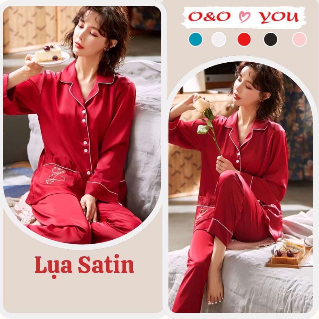 Bộ quần áo ngủ Pyjama chất liệu lụa Satin thu đông A266 A253 A261 A263 O&O thoáng mát mềm mại