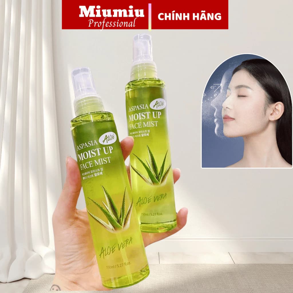 Xịt khoáng lô hội Aspasia Moist Up Face Mist dưỡng da cấp ẩm dưỡng da mềm mại