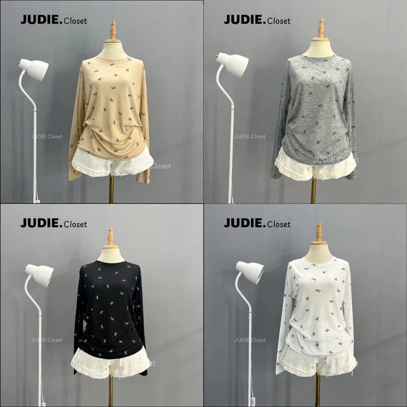 Áo Phông Nữ Dài Tay Chất Thun Giấy Dáng Rộng In Nơ Xinh Xắn (có kèm áo 2 dây) JUDIE.Closet